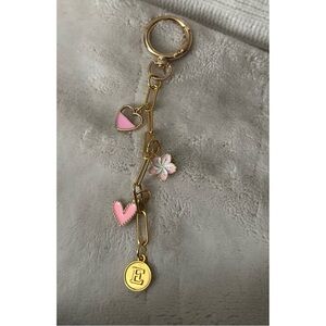 Gold and Pink Charm Keychain